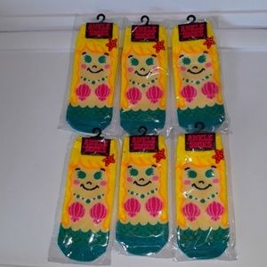 6 Mermaid ankle socks womens no show Sea Maid Bin1